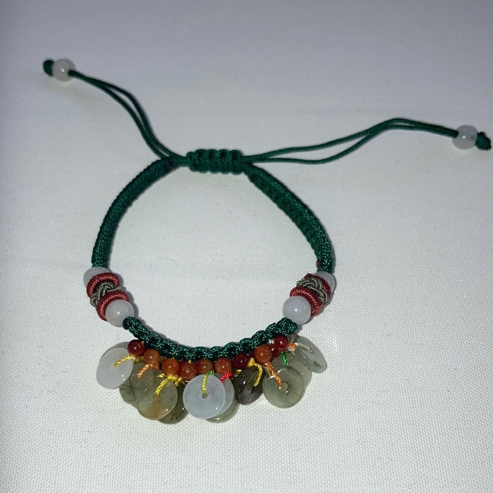 Jadeite Adjustable Bracelet Like New Hippie Bohemian Eclectic Grandma - Picture 3 of 6
